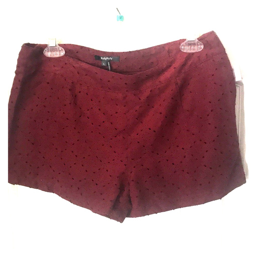 Maroon Suede Eyelet shorts